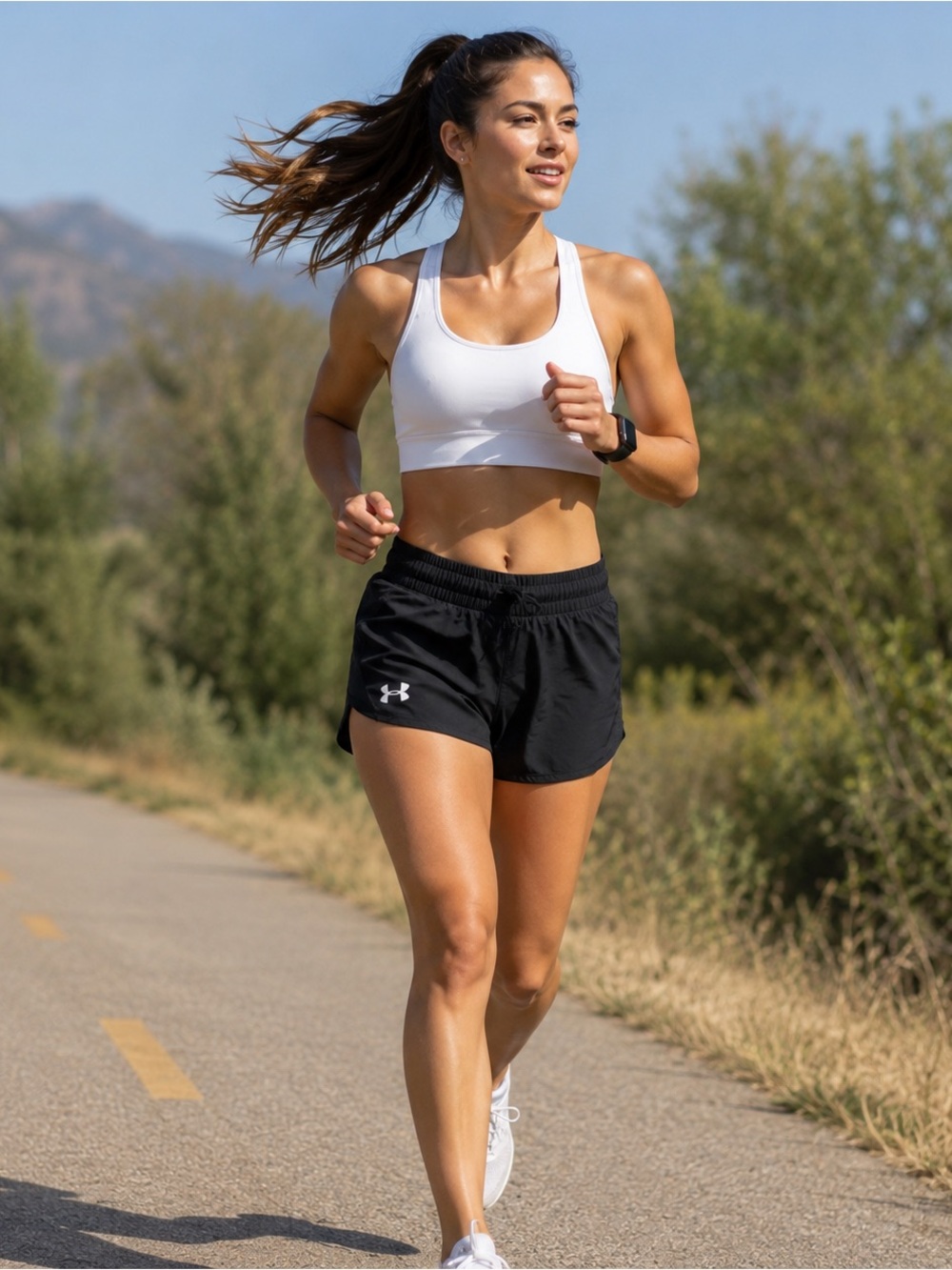 Under Armour Women's Black Solid Mesh Polyester Running Shorts Drawstring Logo